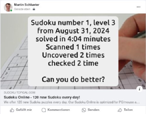 Sudoku competition shared on facebook